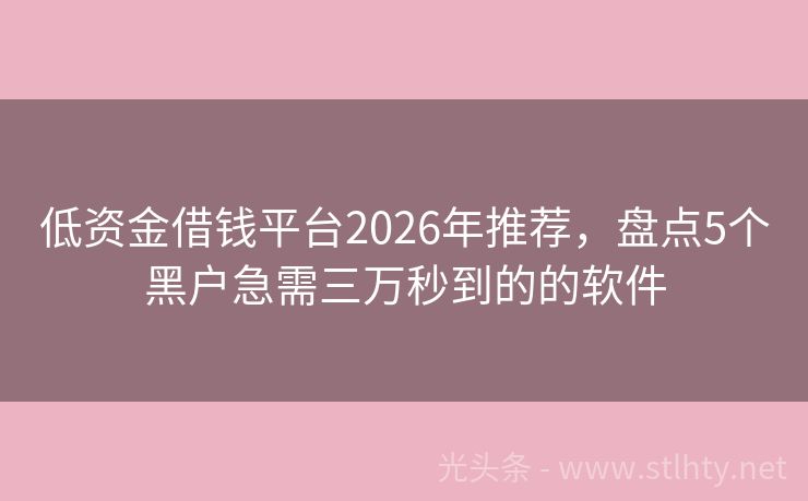 低资金借钱平台2026年推荐，盘点5个黑户急需三万秒到的的软件