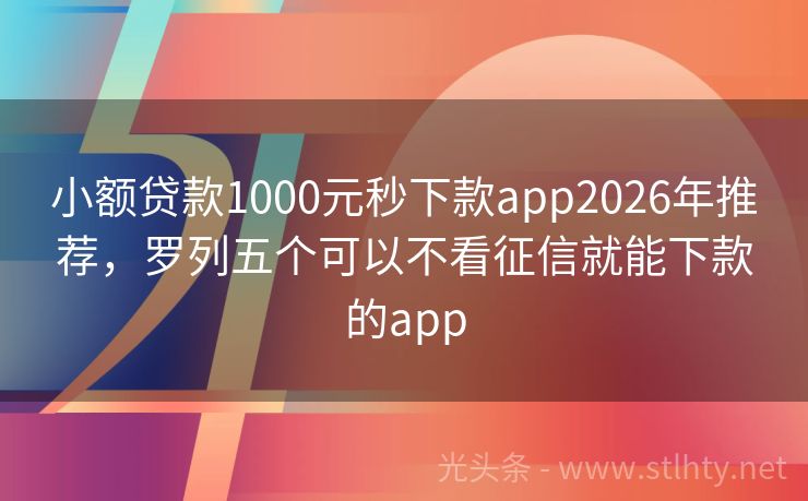小额贷款1000元秒下款app2026年推荐，罗列五个可以不看征信就能下款的app