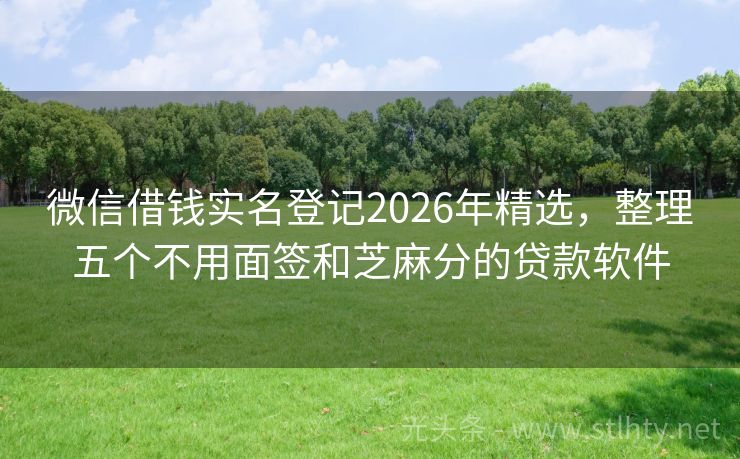 微信借钱实名登记2026年精选，整理五个不用面签和芝麻分的贷款软件