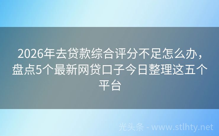 2026年去贷款综合评分不足怎么办，盘点5个最新网贷口子今日整理这五个平台