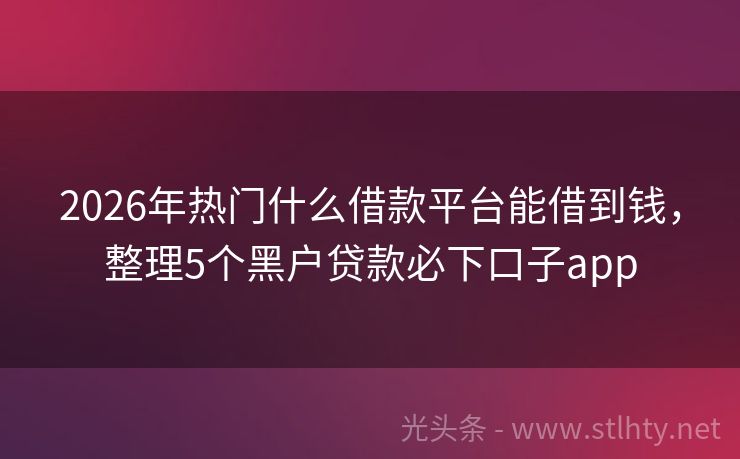 2026年热门什么借款平台能借到钱，整理5个黑户贷款必下口子app