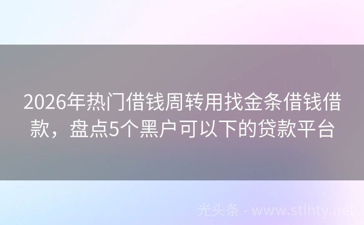 2026年热门借钱周转用找金条借钱借款，盘点5个黑户可以下的贷款平台