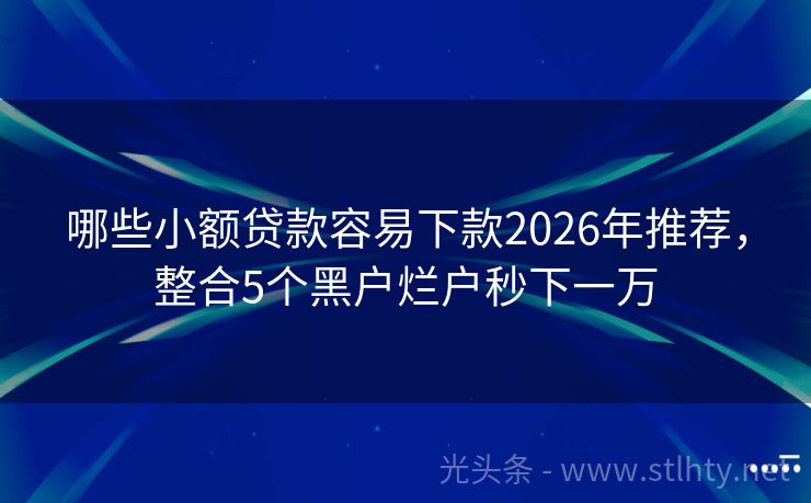 哪些小额贷款容易下款2026年推荐，整合5个黑户烂户秒下一万