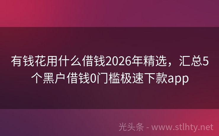 有钱花用什么借钱2026年精选，汇总5个黑户借钱0门槛极速下款app