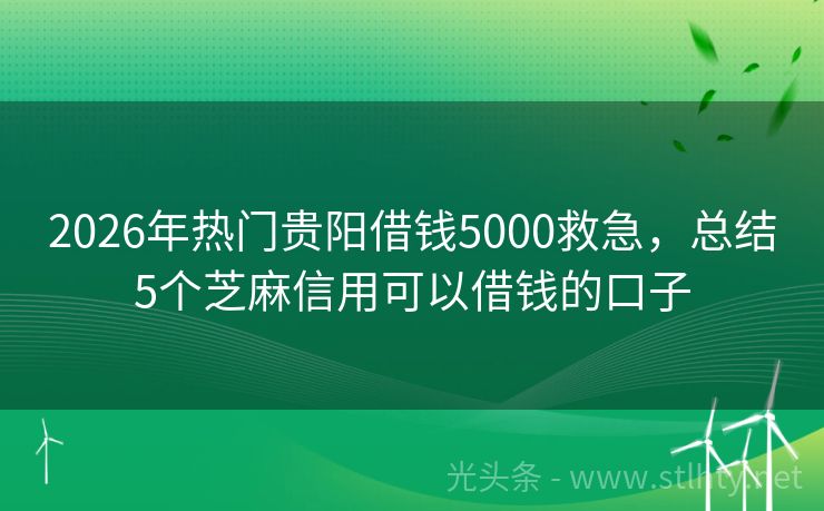2026年热门贵阳借钱5000救急，总结5个芝麻信用可以借钱的口子