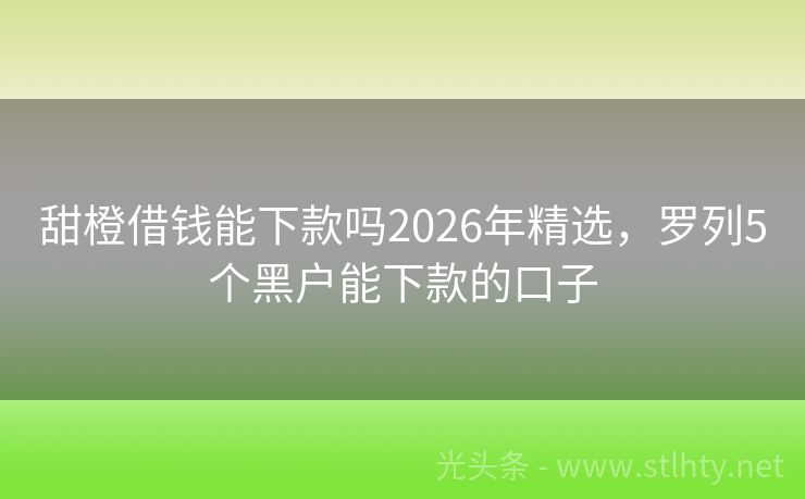 甜橙借钱能下款吗2026年精选，罗列5个黑户能下款的口子