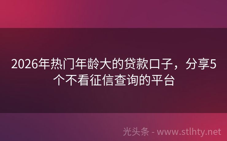 2026年热门年龄大的贷款口子，分享5个不看征信查询的平台