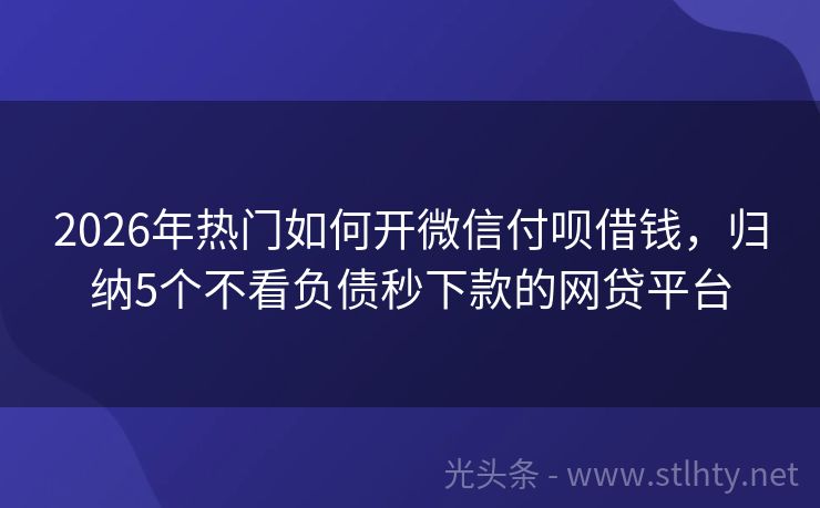 2026年热门如何开微信付呗借钱，归纳5个不看负债秒下款的网贷平台