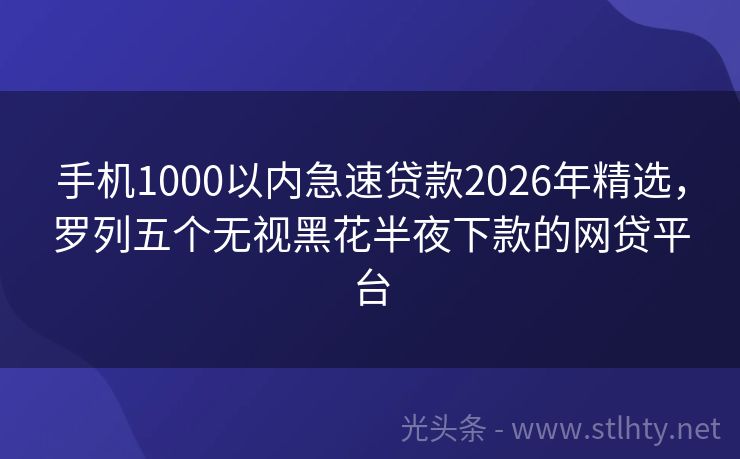 手机1000以内急速贷款2026年精选，罗列五个无视黑花半夜下款的网贷平台
