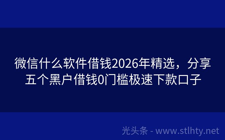 微信什么软件借钱2026年精选，分享五个黑户借钱0门槛极速下款口子