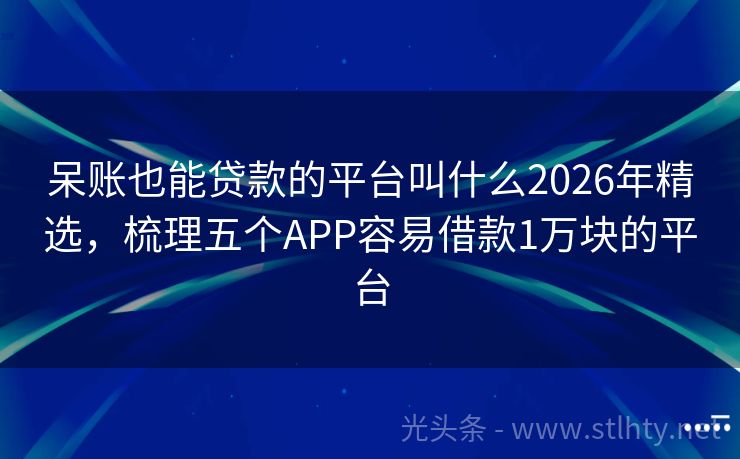 呆账也能贷款的平台叫什么2026年精选，梳理五个APP容易借款1万块的平台