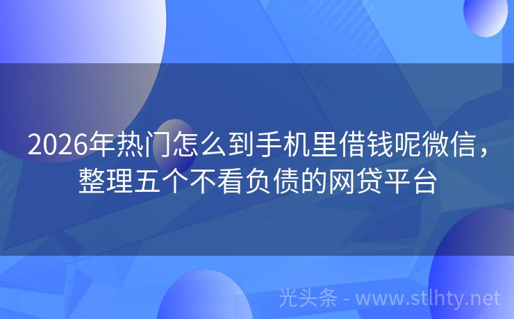 2026年热门怎么到手机里借钱呢微信，整理五个不看负债的网贷平台