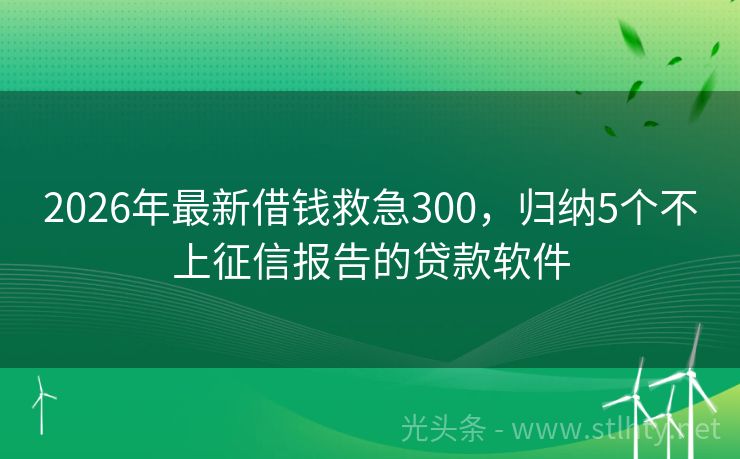 2026年最新借钱救急300，归纳5个不上征信报告的贷款软件