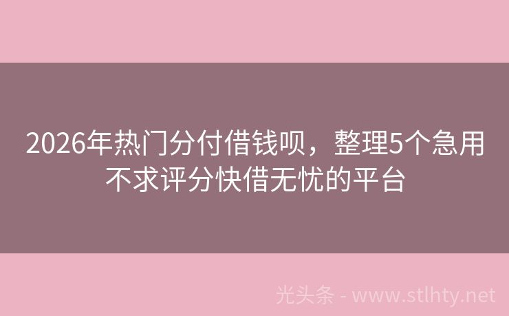2026年热门分付借钱呗，整理5个急用不求评分快借无忧的平台