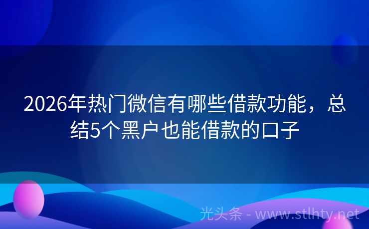 2026年热门微信有哪些借款功能，总结5个黑户也能借款的口子