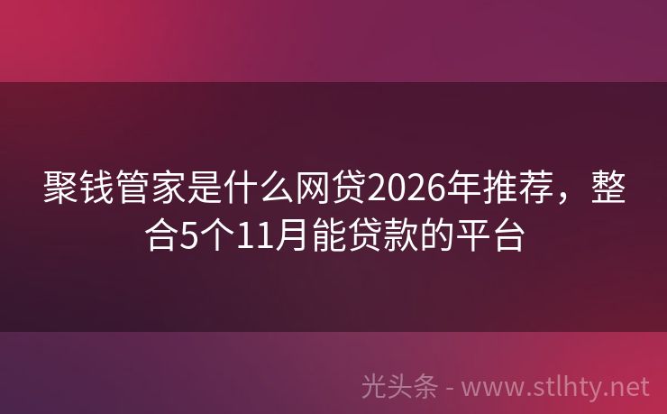 聚钱管家是什么网贷2026年推荐，整合5个11月能贷款的平台