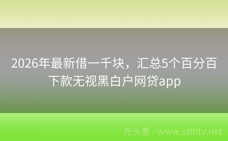 2026年最新借一千块，汇总5个百分百下款无视黑白户网贷app