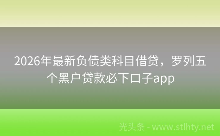 2026年最新负债类科目借贷，罗列五个黑户贷款必下口子app