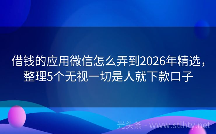 借钱的应用微信怎么弄到2026年精选，整理5个无视一切是人就下款口子