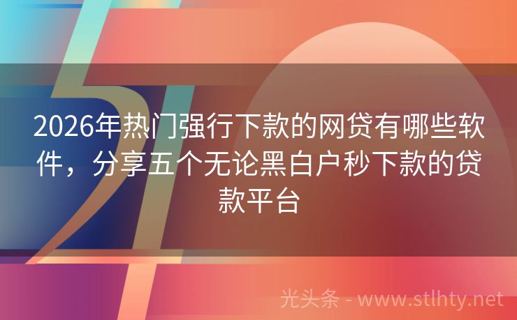 2026年热门强行下款的网贷有哪些软件，分享五个无论黑白户秒下款的贷款平台