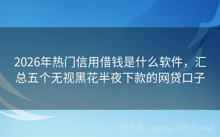 2026年热门信用借钱是什么软件，汇总五个无视黑花半夜下款的网贷口子