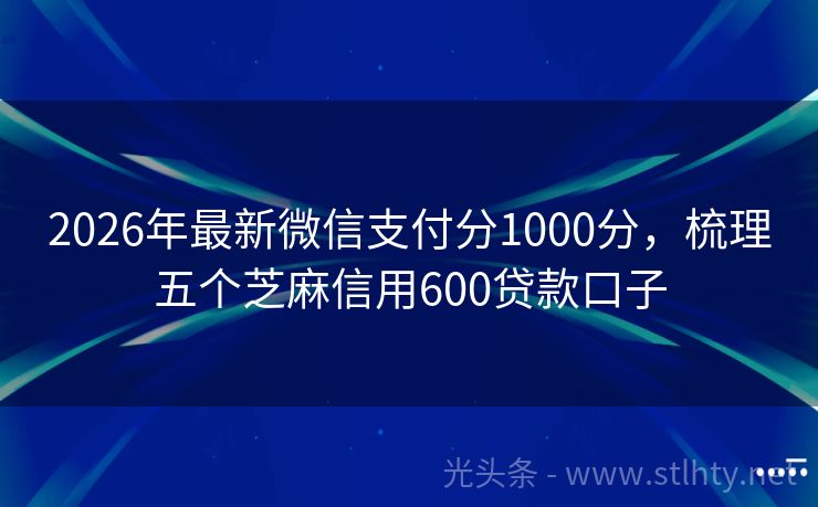 2026年最新微信支付分1000分，梳理五个芝麻信用600贷款口子
