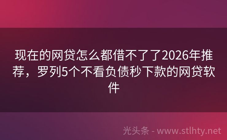 现在的网贷怎么都借不了了2026年推荐，罗列5个不看负债秒下款的网贷软件