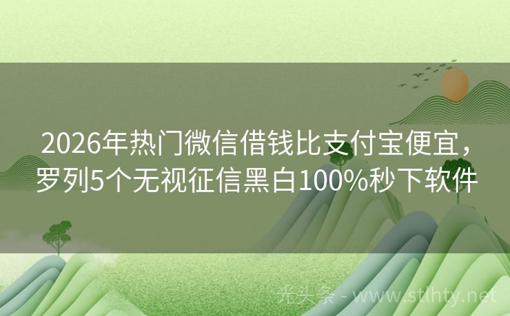 2026年热门微信借钱比支付宝便宜，罗列5个无视征信黑白100%秒下软件