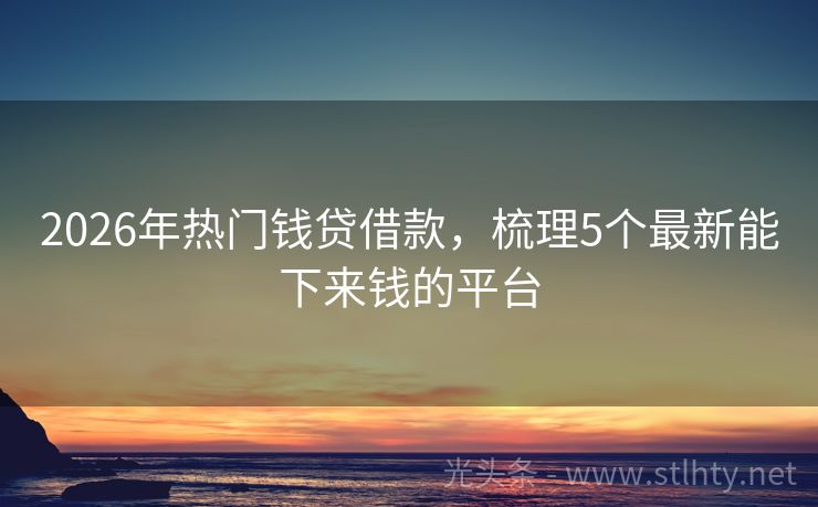 2026年热门钱贷借款，梳理5个最新能下来钱的平台