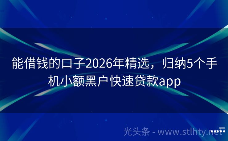 能借钱的口子2026年精选，归纳5个手机小额黑户快速贷款app
