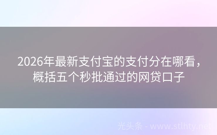 2026年最新支付宝的支付分在哪看，概括五个秒批通过的网贷口子