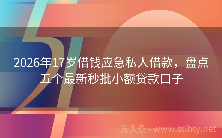 2026年17岁借钱应急私人借款，盘点五个最新秒批小额贷款口子