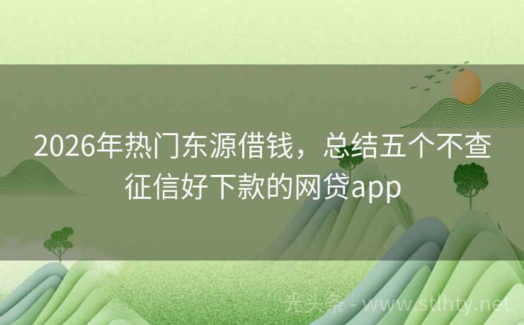2026年热门东源借钱，总结五个不查征信好下款的网贷app