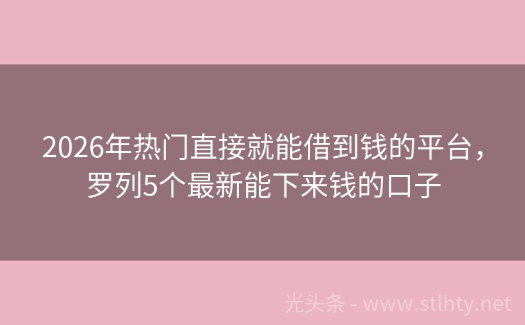 2026年热门直接就能借到钱的平台，罗列5个最新能下来钱的口子