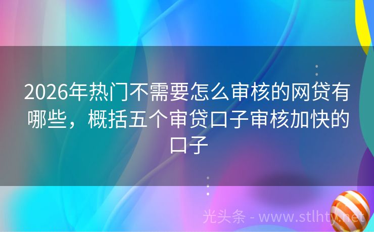 2026年热门不需要怎么审核的网贷有哪些，概括五个审贷口子审核加快的口子