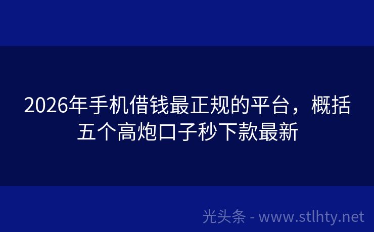 2026年手机借钱最正规的平台，概括五个高炮口子秒下款最新