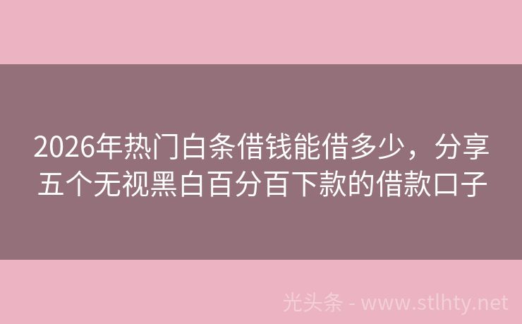 2026年热门白条借钱能借多少，分享五个无视黑白百分百下款的借款口子
