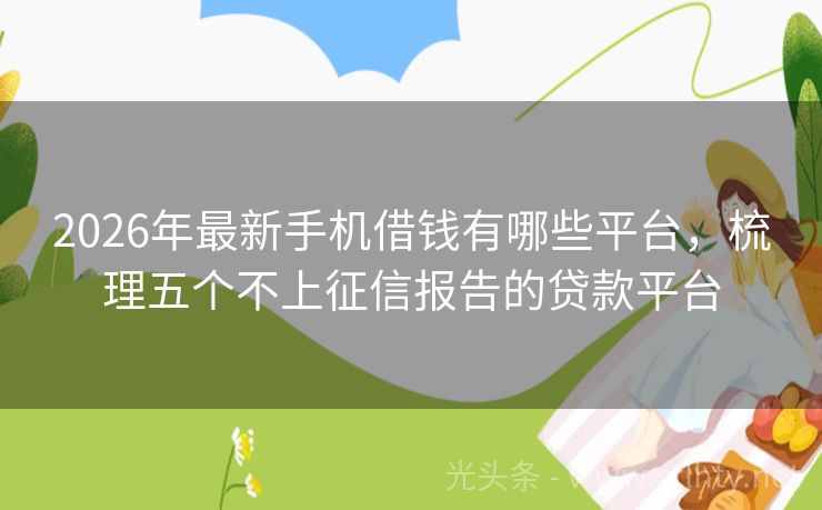 2026年最新手机借钱有哪些平台，梳理五个不上征信报告的贷款平台