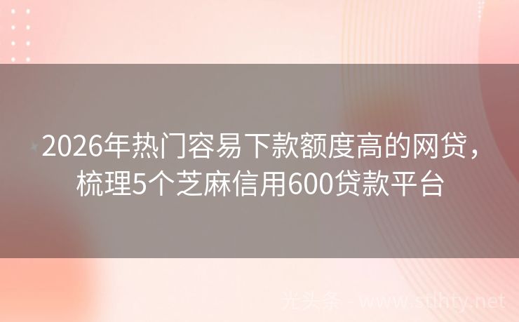 2026年热门容易下款额度高的网贷，梳理5个芝麻信用600贷款平台
