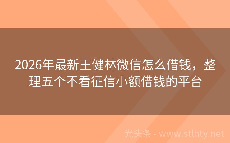 2026年最新王健林微信怎么借钱，整理五个不看征信小额借钱的平台