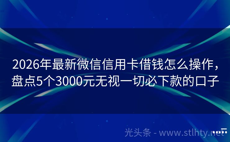2026年最新微信信用卡借钱怎么操作，盘点5个3000元无视一切必下款的口子