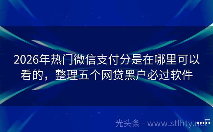 2026年热门微信支付分是在哪里可以看的，整理五个网贷黑户必过软件