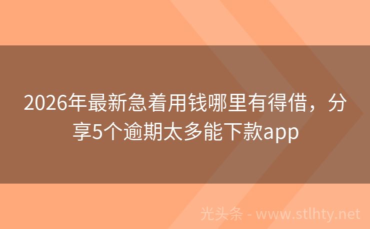 2026年最新急着用钱哪里有得借,分享5个逾期太多能下款app