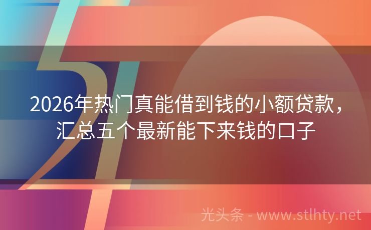2026年热门真能借到钱的小额贷款,汇总五个最新能下来钱的口子