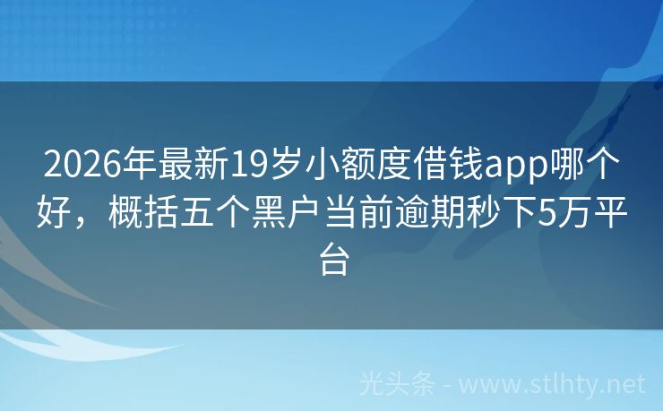 2026年最新19岁小额度借钱app哪个好,概括五个黑户当前逾期秒下5万平台