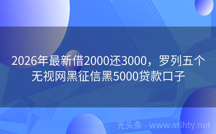 2026年最新借2000还3000，罗列五个无视网黑征信黑5000贷款口子