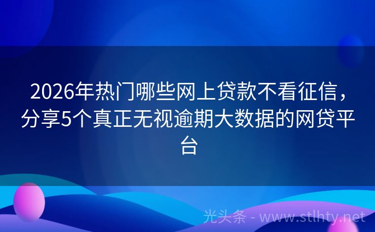 2026年热门哪些网上贷款不看征信,分享5个真正无视逾期大数据的网贷平台