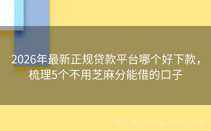 2026年最新正规贷款平台哪个好下款,梳理5个不用芝麻分能借的口子