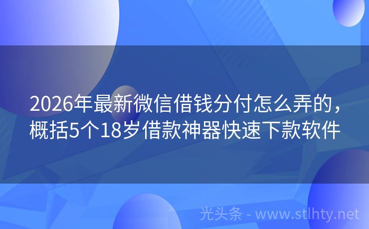 2026年最新微信借钱分付怎么弄的,概括5个18岁借款神器快速下款软件