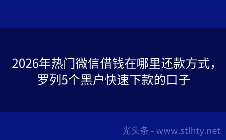 2026年热门微信借钱在哪里还款方式,罗列5个黑户快速下款的口子